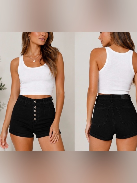 Kendall & Kylie Pants - Kendall + Kylie Icon Shorts Black High Rise Women’s 11/30 Button Fly Denim